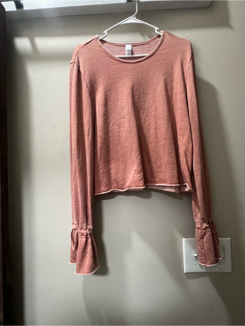 Alternative Dusty Rose Long-Sleeve Top with Tie Cuffs